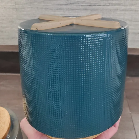 Crate and Barrel Ena Blue Canisters, Set Of 2, Medium and Small, NWT - Picture 6 of 16